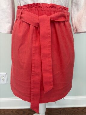 J. Crew Coral Paperbag Waist Tie Mini Skirt Size S